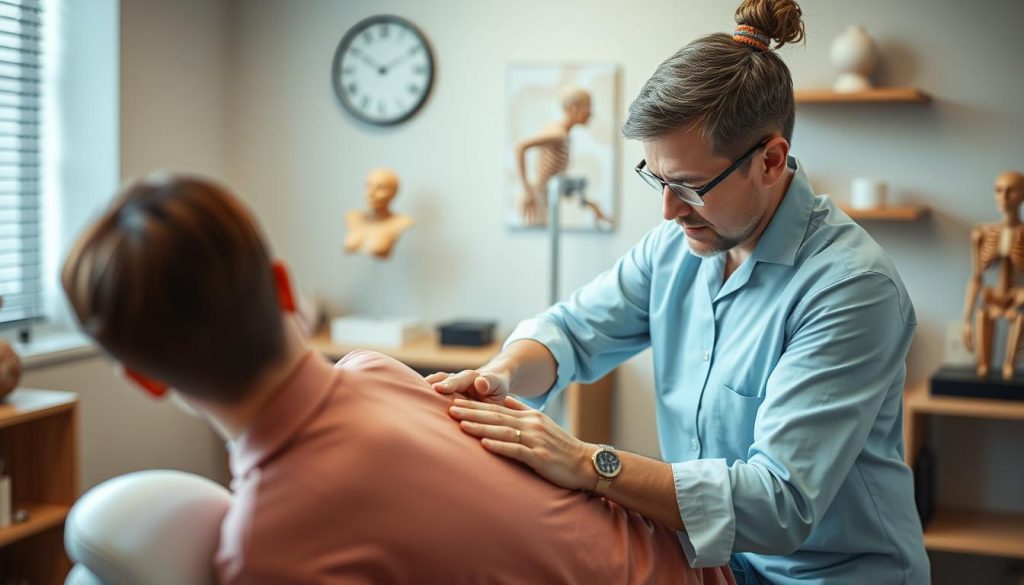 Chiropractor treating vertigo patient