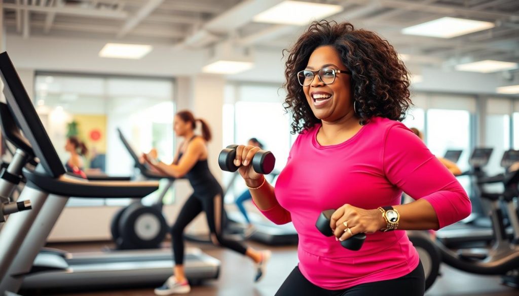 Oprah Winfrey exercising