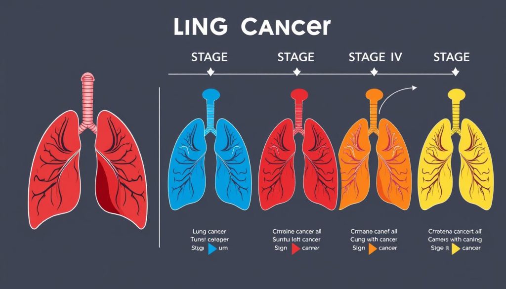 Lung cancer stages diagram